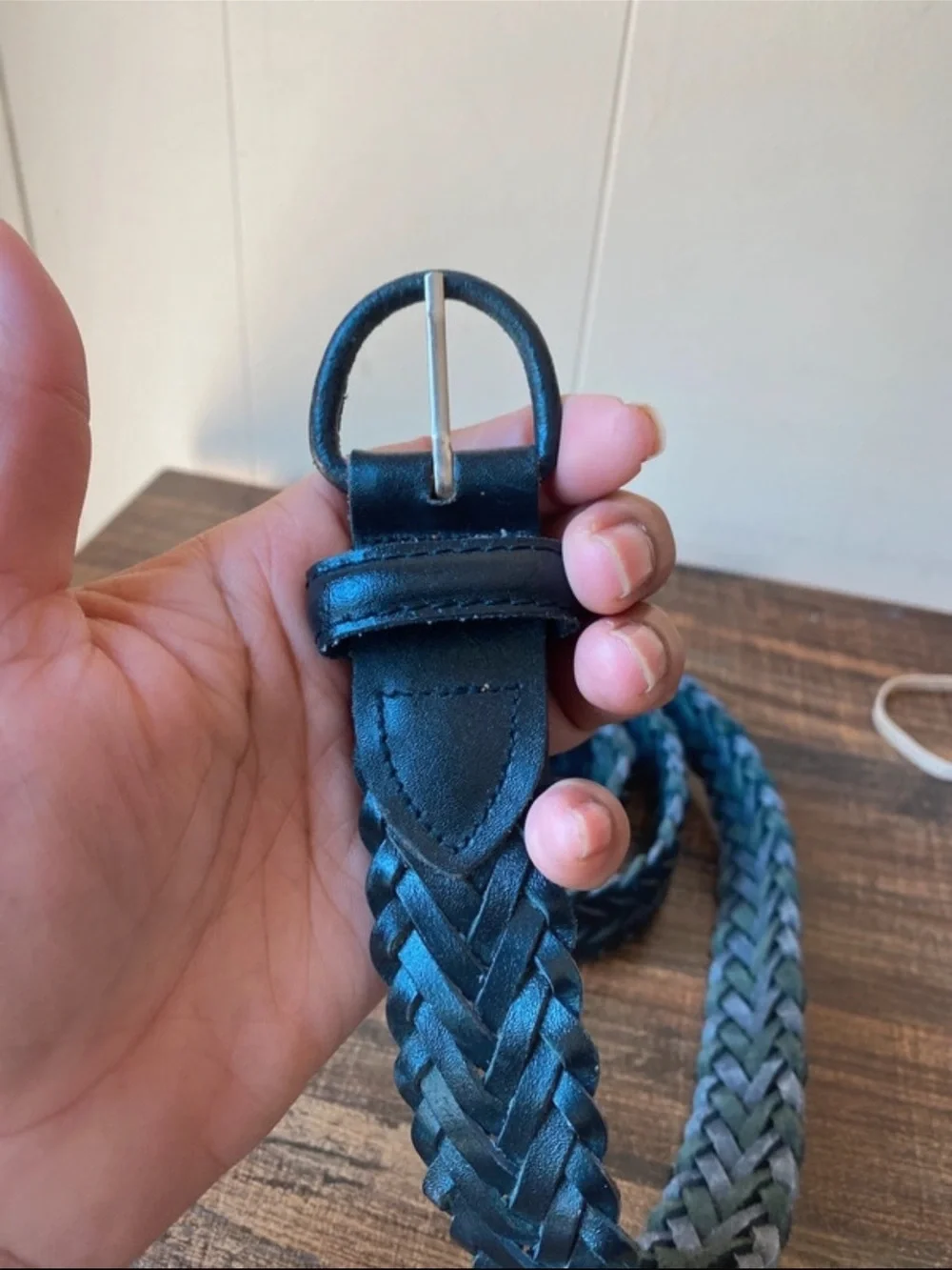 Vintage Woven Leather Belt, 32”